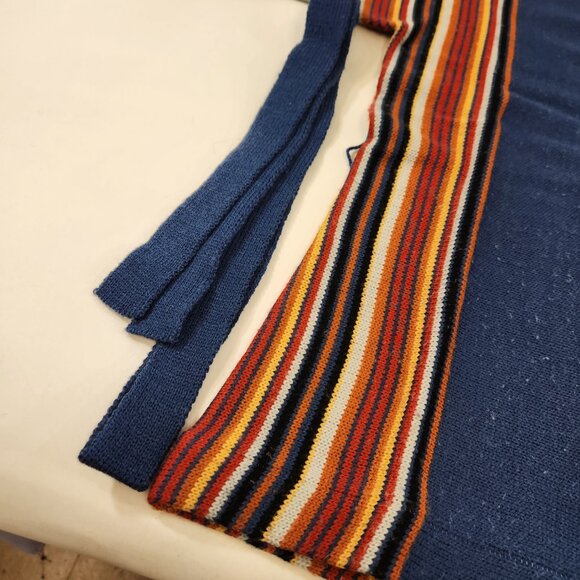 Striped Mod 70s Hippie Shirt Wooden Button Flare Sleeves QUEEN Brand Size M Vtg - Picture 3 of 11